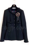 CHANEL 08A Navy Red Silk Tops Black Dress 36 シャネル ネイビー レッド シルク トップス ブラック ワンピース 即発