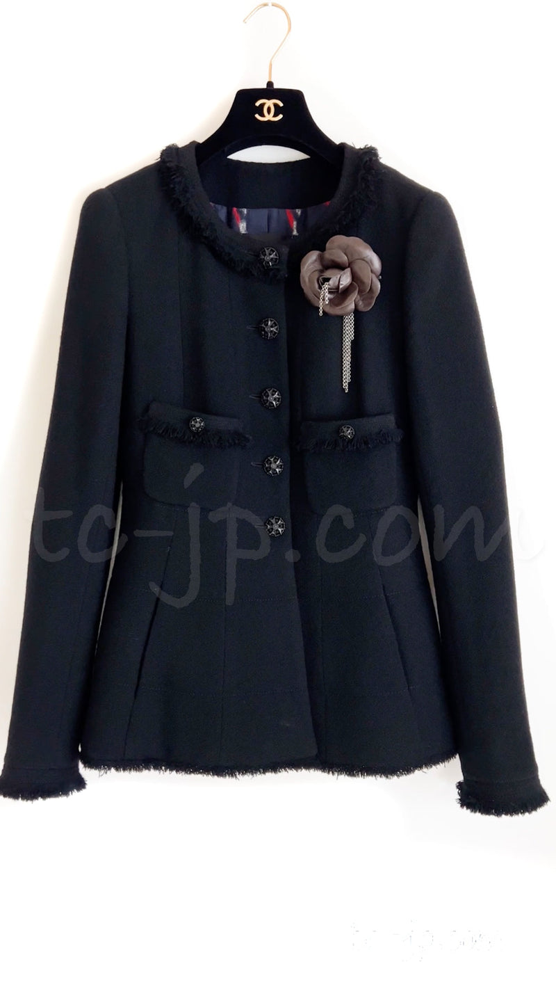 CHANEL 08A Navy Red Silk Tops Black Dress 36 シャネル ネイビー レッド シルク トップス ブラック ワンピース 即発