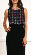 CHANEL 08A Navy Red Silk Tops Black Dress 36 シャネル ネイビー レッド シルク トップス ブラック ワンピース 即発