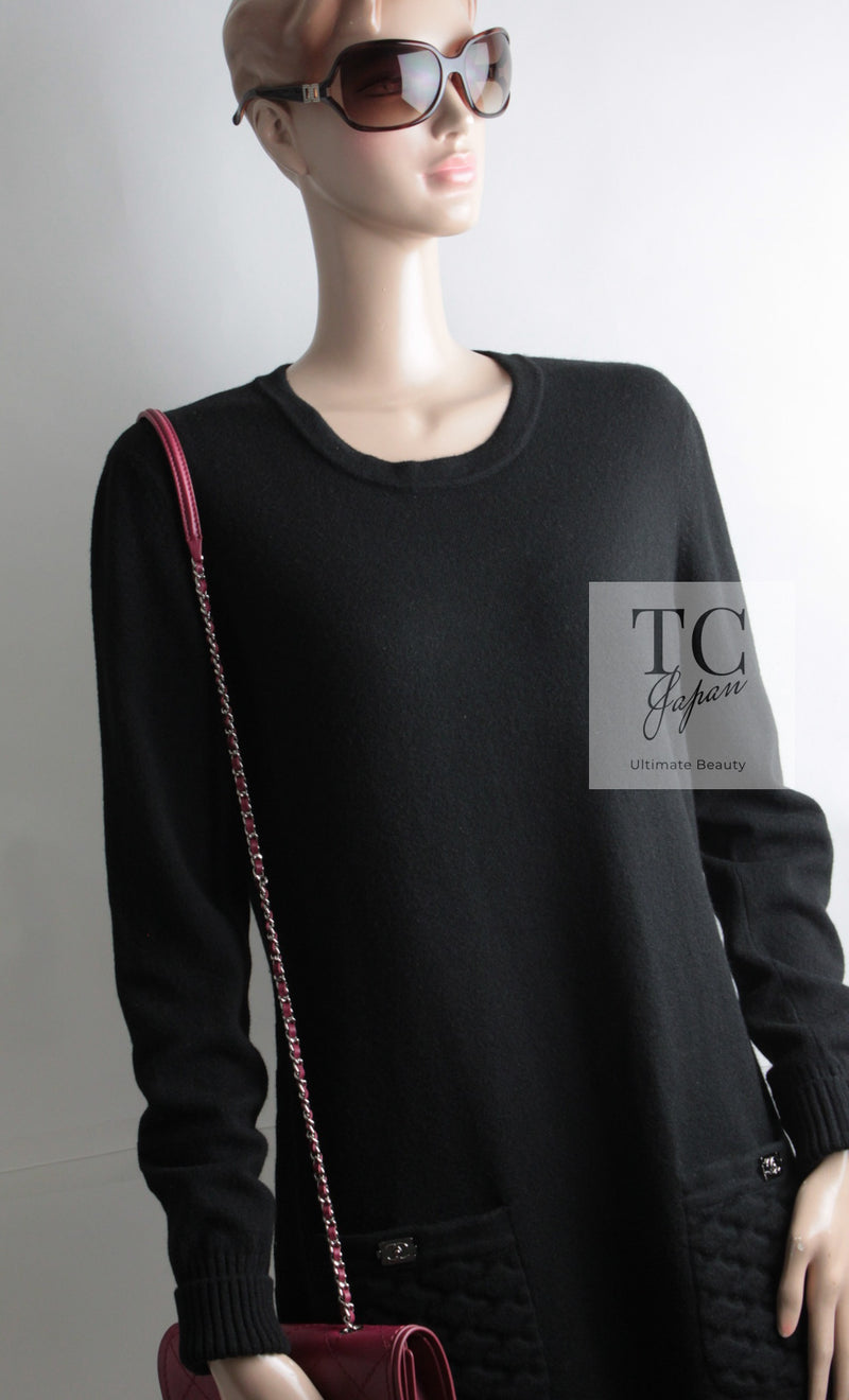 CHANEL 13A Black BOYCHANEL Cashmere Knit Dress 38 シャネル ブラック ボーイシャネル カシミア ニット ワンピース 即発 - TC JAPAN