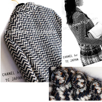 CHANEL 19A Navy Ivory Mix Tweed Cropped Fringe Jacket 38 シャネル アイボリー ネイビー シェベロン クロップド フリンジ ミックス ツイード ジャケット 即発
