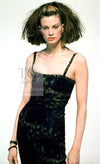 CHANEL 97A Black Green Watercolour Beaded Dress 34 36 シャネル ブラック グリーン CC ロゴ ビーズ装飾 ワンピース