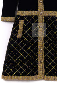 CHANEL 15A Black Yellow Gold Matelasse Quilted Silk Cashmere Mohair Knit Cardigan Dress 34 36 シャネル ブラック イエロー ゴールド マトラッセ キルティング シルク カシミヤ モヘヤ ニット カーディガン ワンピース 即発