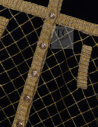 CHANEL 15A Black Yellow Gold Matelasse Quilted Silk Cashmere Mohair Knit Cardigan Dress 34 36 シャネル ブラック イエロー ゴールド マトラッセ キルティング シルク カシミヤ モヘヤ ニット カーディガン ワンピース 即発