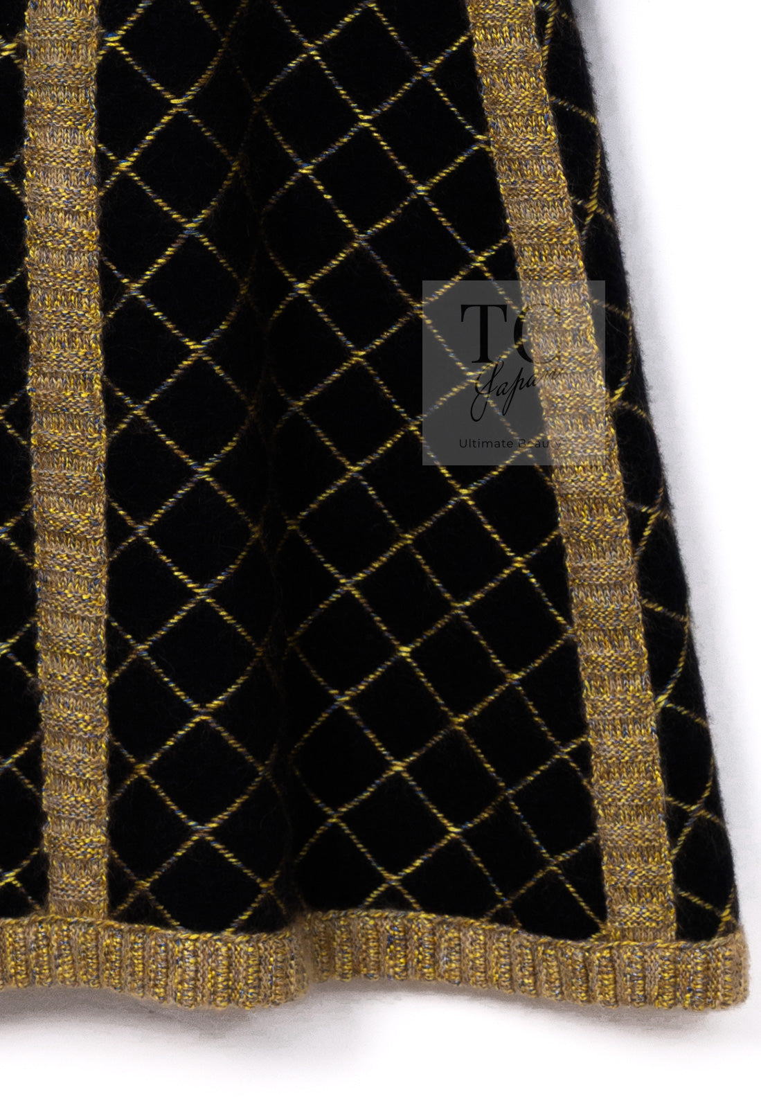 CHANEL 15A Black Yellow Gold Matelasse Quilted Silk Cashmere Mohair Knit Cardigan Dress 34 36 シャネル ブラック イエロー ゴールド マトラッセ キルティング シルク カシミヤ モヘヤ ニット カーディガン ワンピース 即発