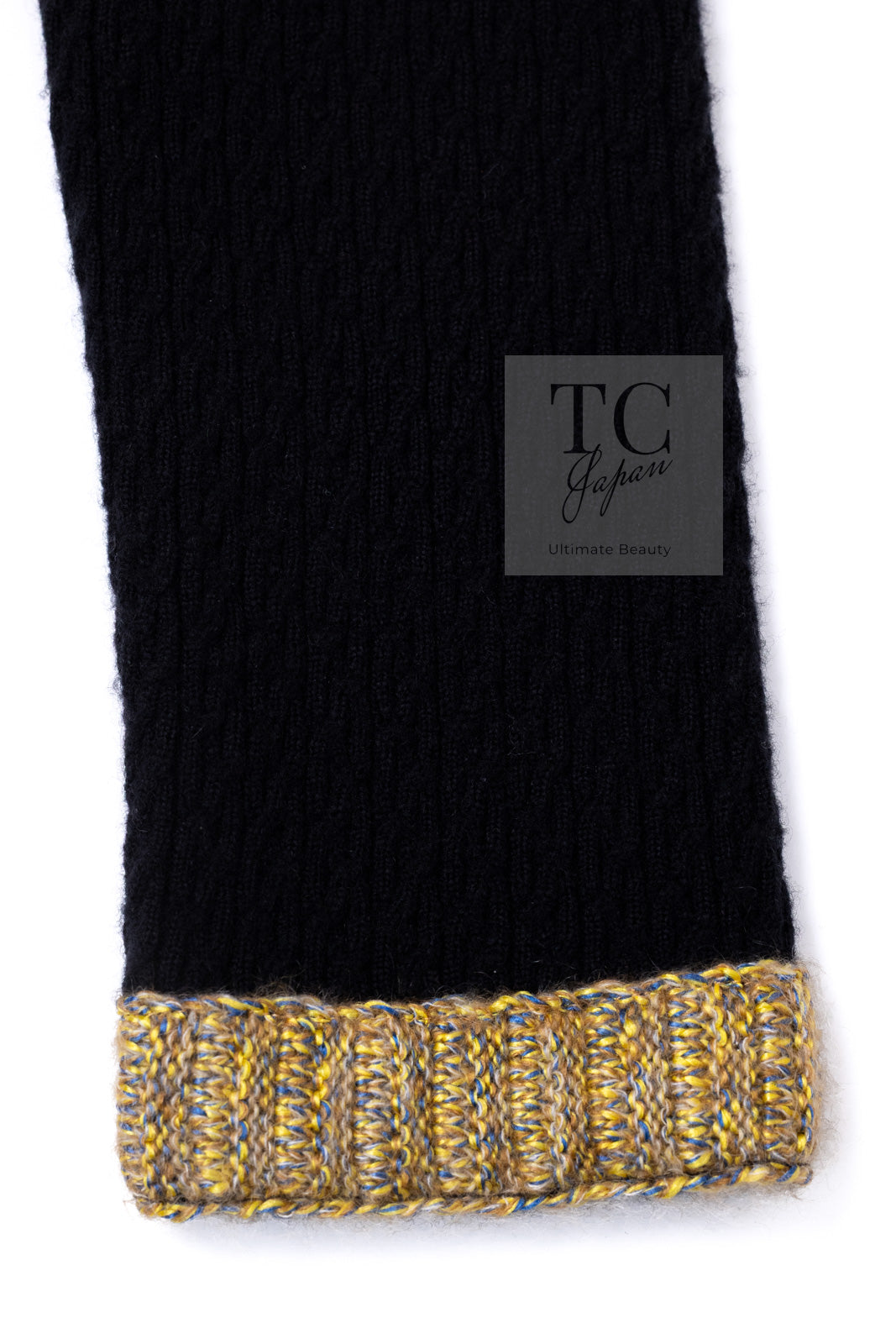 CHANEL 15A Black Yellow Gold Matelasse Quilted Silk Cashmere Mohair Knit Cardigan Dress 34 36 シャネル ブラック イエロー ゴールド マトラッセ キルティング シルク カシミヤ モヘヤ ニット カーディガン ワンピース 即発