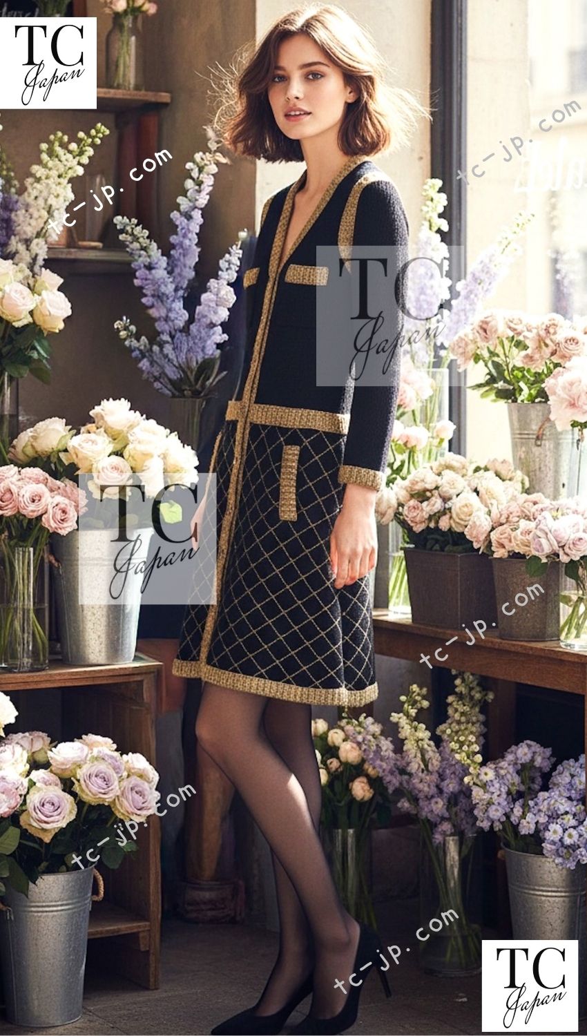 CHANEL 15A Black Yellow Gold Matelasse Quilted Silk Cashmere Mohair Knit Cardigan Dress 34 36 シャネル ブラック イエロー ゴールド マトラッセ キルティング シルク カシミヤ モヘヤ ニット カーディガン ワンピース 即発
