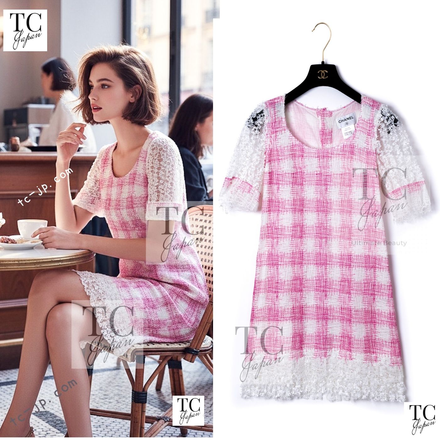 CHANEL 11C Barbie Pink White Cotton Summer Dress 38 シャネル バービー ピンク ホワイト コットン サマー ワンピース 即発
