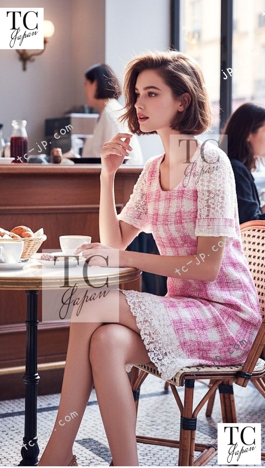 CHANEL 11C white pink cotton women's dress 1