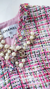 CHANEL 17PS Pink Multi Cotton Tweed Dress 38 シャネル ピンク マルチカラー コットン ツイード ワンピース 即発
