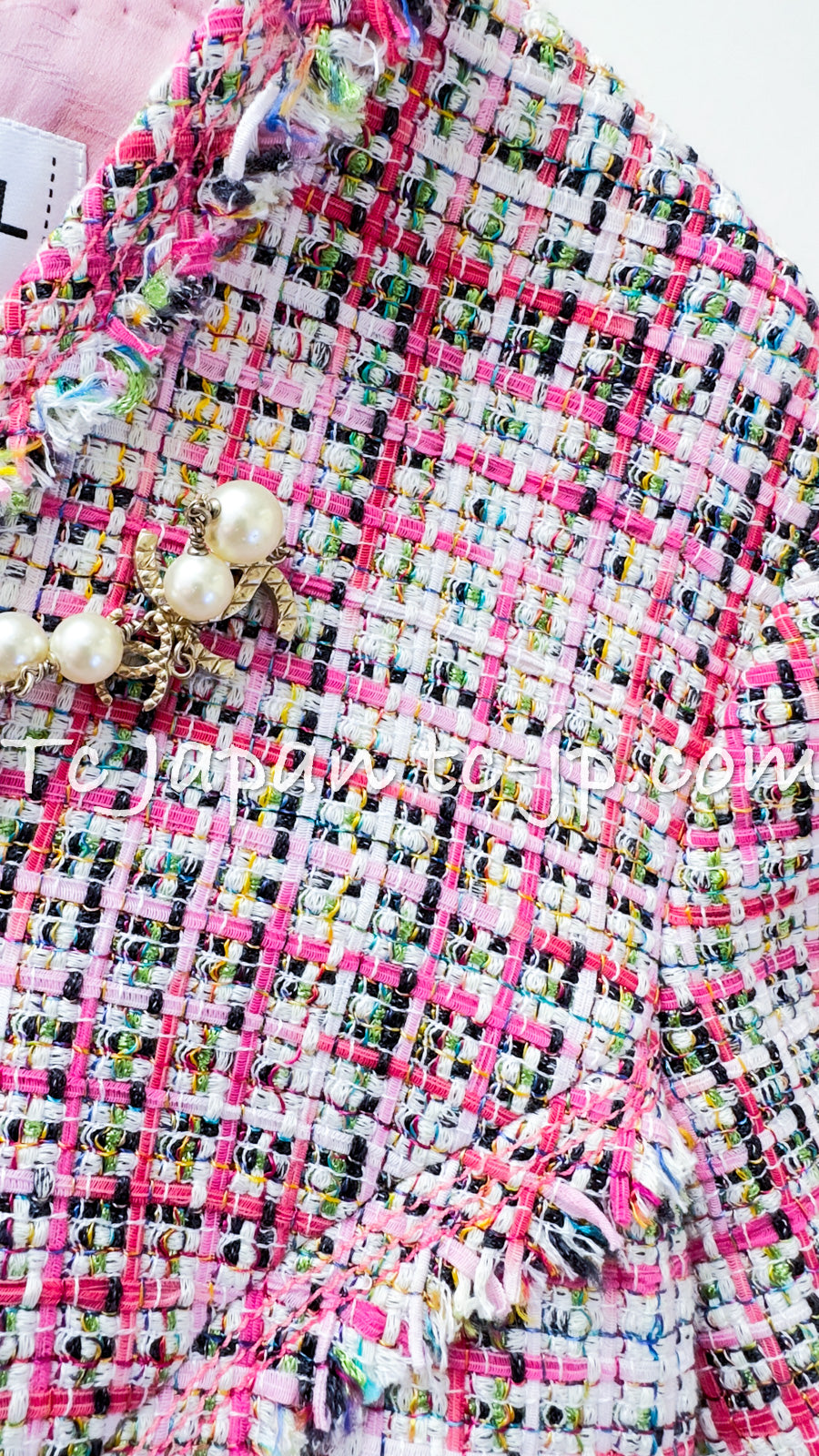 【ピンクの猫　】シャルマントファム ツイードジレ　ピンク シャネル ワンピース CHANEL ピンク マルチカラー コットン