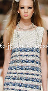 CHANEL 15C Camel Creme Pink Striped Knit Dress 42 シャネル キャメル クリーム ピンク ストライプ グリポワ ボタン ニット ワンピース 即発
