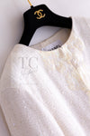 CHANEL 12S Creme Ivory Cotton Seashell Mosaic Decoration Jacket 40 42 シャネル クリーム アイボリー コットン 貝殻モザイク 装飾 ジャケット 即発