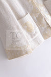 CHANEL 12S Creme Ivory Cotton Seashell Mosaic Decoration Jacket 40 42 シャネル クリーム アイボリー コットン 貝殻モザイク 装飾 ジャケット 即発