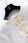 CHANEL 12S Creme Ivory Cotton Seashell Mosaic Decoration Jacket 40 42 シャネル クリーム アイボリー コットン 貝殻モザイク 装飾 ジャケット 即発