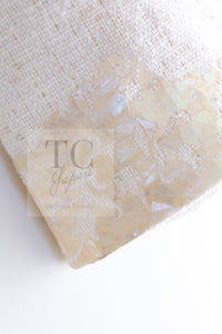 CHANEL 12S Creme Ivory Cotton Seashell Mosaic Decoration Jacket 40 42 シャネル クリーム アイボリー コットン 貝殻モザイク 装飾 ジャケット 即発