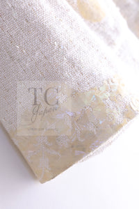 CHANEL 12S Creme Ivory Cotton Seashell Mosaic Decoration Jacket 40 42 シャネル クリーム アイボリー コットン 貝殻モザイク 装飾 ジャケット 即発
