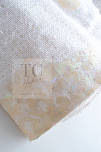CHANEL 12S Creme Ivory Cotton Seashell Mosaic Decoration Jacket 40 42 シャネル クリーム アイボリー コットン 貝殻モザイク 装飾 ジャケット 即発