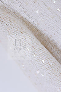 CHANEL 12S Creme Ivory Cotton Seashell Mosaic Decoration Jacket 40 42 シャネル クリーム アイボリー コットン 貝殻モザイク 装飾 ジャケット 即発