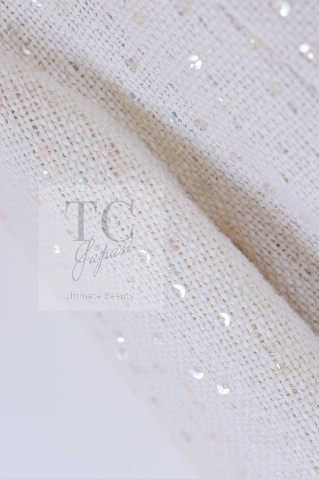 CHANEL 12S Creme Ivory Cotton Seashell Mosaic Decoration Jacket 40 42 シャネル クリーム アイボリー コットン 貝殻モザイク 装飾 ジャケット 即発