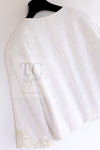 CHANEL 12S Creme Ivory Cotton Seashell Mosaic Decoration Jacket 40 42 シャネル クリーム アイボリー コットン 貝殻モザイク 装飾 ジャケット 即発