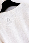 CHANEL 12S Creme Ivory Cotton Seashell Mosaic Decoration Jacket 40 42 シャネル クリーム アイボリー コットン 貝殻モザイク 装飾 ジャケット 即発