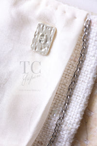 CHANEL 12S Creme Ivory Cotton Seashell Mosaic Decoration Jacket 40 42 シャネル クリーム アイボリー コットン 貝殻モザイク 装飾 ジャケット 即発