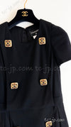 CHANEL 11PF Black Wool Gripox Jewel Buttons Dress 34 シャネル ブラック グリポワ宝石装飾 ウール ワンピース 即発