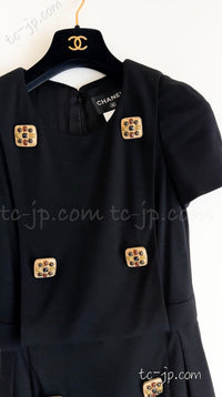 CHANEL 11PF Black Wool Gripox Jewel Buttons Dress 34 シャネル ブラック グリポワ宝石装飾 ウール ワンピース 即発