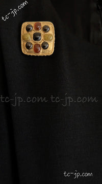 CHANEL 11PF Black Wool Gripox Jewel Buttons Dress 34 シャネル ブラック グリポワ宝石装飾 ウール ワンピース 即発
