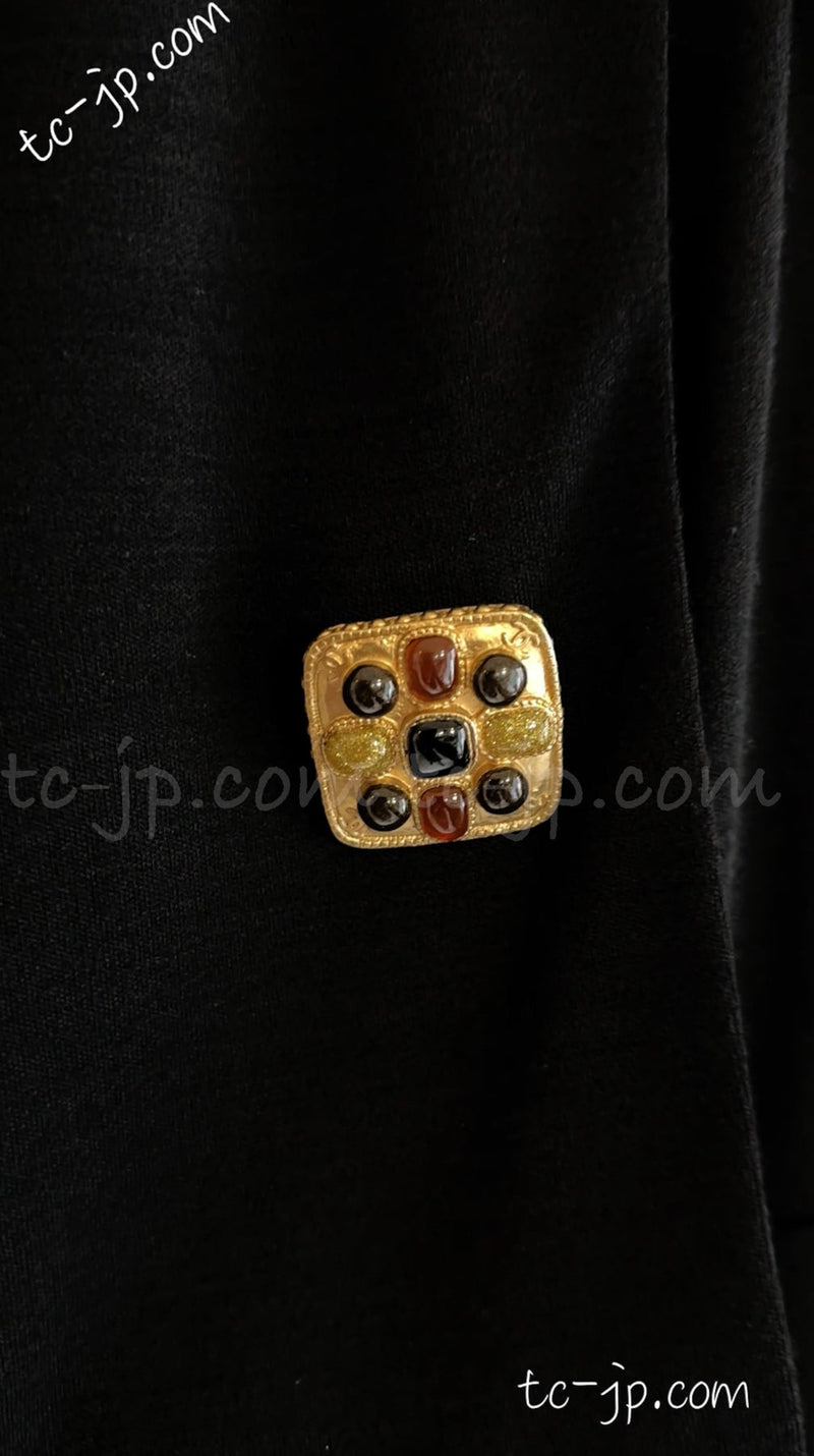 CHANEL 11PF Black Wool Gripox Jewel Buttons Dress 34 シャネル ブラック グリポワ宝石装飾 ウール ワンピース 即発