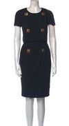 CHANEL 11PF Black Wool Gripox Jewel Buttons Dress 34 シャネル ブラック グリポワ宝石装飾 ウール ワンピース 即発