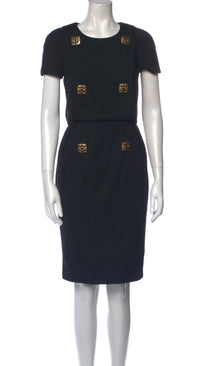 CHANEL 11PF Black Wool Gripox Jewel Buttons Dress 34 シャネル ブラック グリポワ宝石装飾 ウール ワンピース 即発