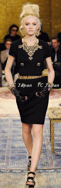 CHANEL 11PF Black Wool Gripox Jewel Buttons Dress 34 シャネル ブラック グリポワ宝石装飾 ウール ワンピース 即発