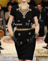 CHANEL 11PF Black Wool Gripox Jewel Buttons Dress 34 シャネル ブラック グリポワ宝石装飾 ウール ワンピース 即発