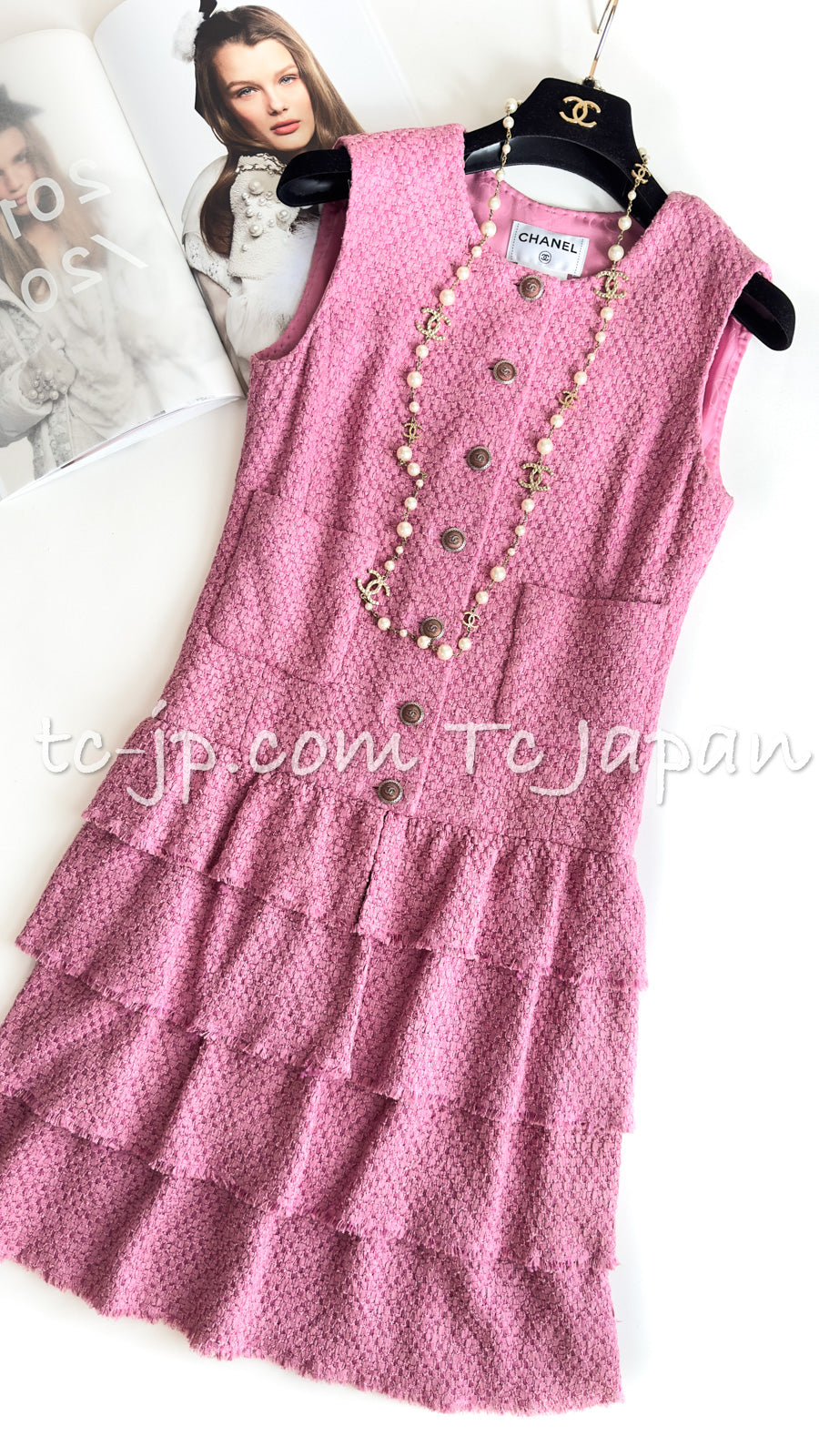CHANEL 12S Alexa Chung Blue Pink Cotton Tweed Dress 34 シャネル ピンク・ブルー・コットン ツイード・ワンピース 即発 - TC JAPAN