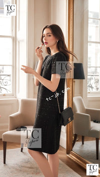 CHANEL 00C Black Sequin Embellishments Party Dress 34 38 シャネル ブラック スパンコール パーティー ワンピース