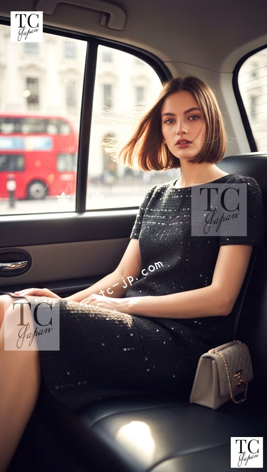 CHANEL 00C Black Sequin Embellishments Party Dress 34 38 シャネル ブラック スパンコール パーティー ワンピース