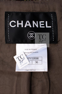 CHANEL 12A Brown Stand Collar Gripoix Button Tweed Jacket 36 シャネル ブラウン スタンド カラー グリポワ ボタン ツイード ジャケット 即発