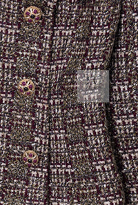 CHANEL 12A Brown Stand Collar Gripoix Button Tweed Jacket 36 シャネル ブラウン スタンド カラー グリポワ ボタン ツイード ジャケット 即発