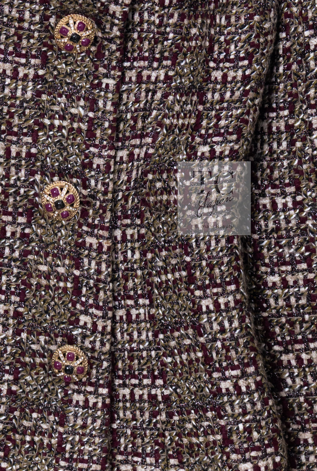 CHANEL 12A Brown Stand Collar Gripoix Button Tweed Jacket 36 シャネル ブラウン スタンド カラー グリポワ ボタン ツイード ジャケット 即発