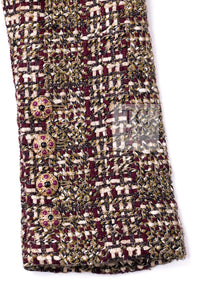 CHANEL 12A Brown Stand Collar Gripoix Button Tweed Jacket 36 シャネル ブラウン スタンド カラー グリポワ ボタン ツイード ジャケット 即発