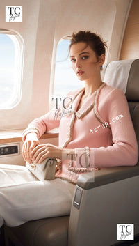 CHANEL 16C Pink Braid Trimming Cotton Jacket 36 シャネル ピンク ブレイドトリミング コットン ジャケット 即発
