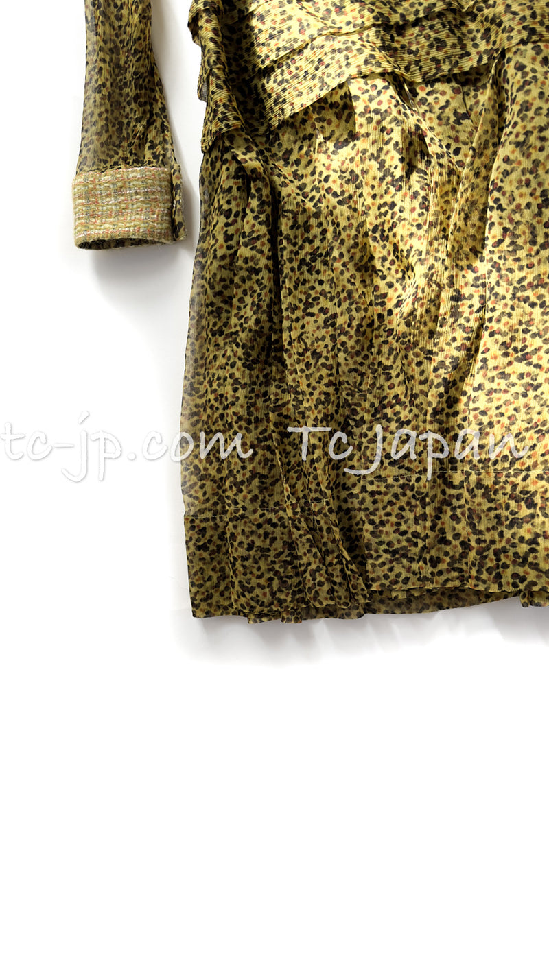 CHANEL 14B Yellow Dot Pattern Silk Pleated Dress 38 シャネル イエロー ドット柄 シルク100% プリーツ ワンピース 即発