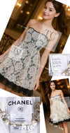 CHANEL 10S Ivory White Camellia Lace Party Strapless Dress 34 シャネル アイボリー ホワイト カメリア レース パーティー ワンピース ドレス 即発