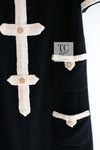 CHANEL 05A Black Beige Trim CC Buttons Wool Dress 36 38 シャネル ブラック ベージュ トリム ココボタン 半袖 ウール ワンピース 即発