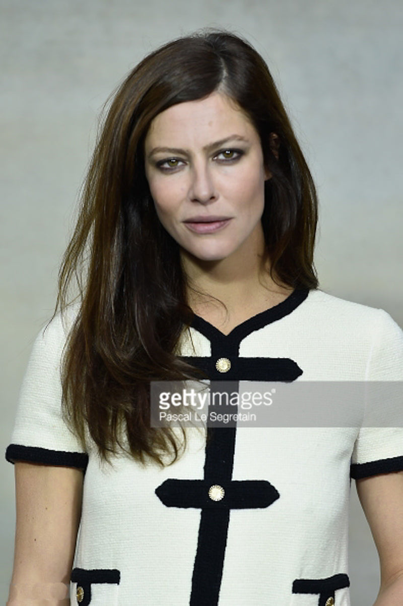 CHANEL 05A Cream Black Trim CC Buttons Wool Dress 34 シャネル クリーム ブラック トリム ココボタン 半袖 ウール ワンピース 即発