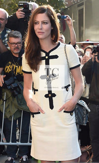 CHANEL 05A Cream Black Trim CC Buttons Wool Dress 34 シャネル クリーム ブラック トリム ココボタン 半袖 ウール ワンピース 即発