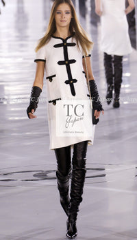 CHANEL 05A Cream Black Trim CC Buttons Wool Dress 34 シャネル クリーム ブラック トリム ココボタン 半袖 ウール ワンピース 即発