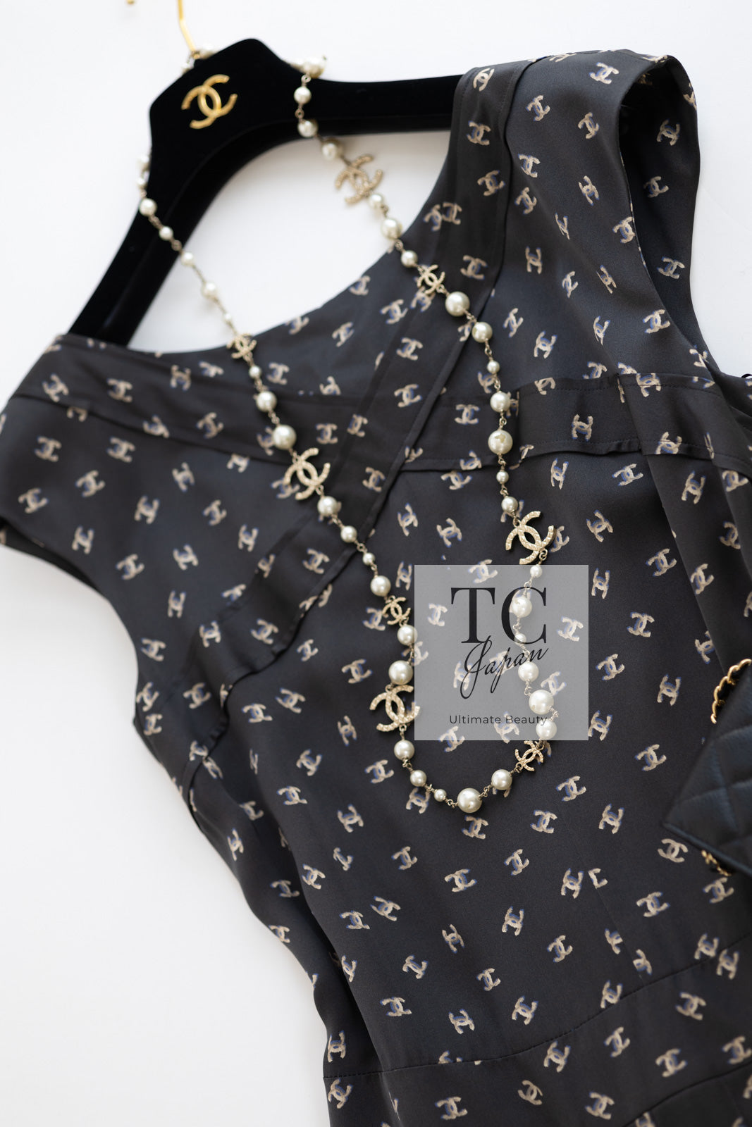 シャネル ワンピース CHANEL 淡い ブラウン グレー シルク CC
